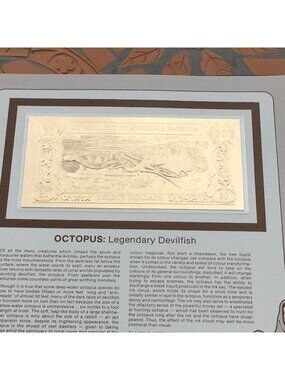Gold Bank Notes Of Antigua  & Barbuda 23 K Gold 30 Dollars Octopus   Devilfish